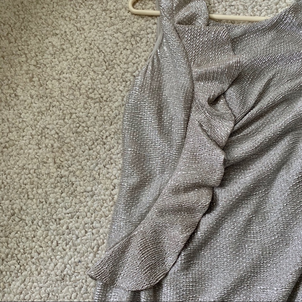 Silver & gold cocktail dress with ruffle - Picture 6 of 10